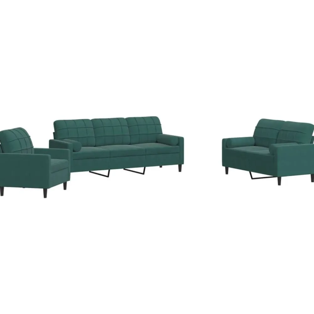 3-delige Loungeset met kussens en bolsters fluweel>vidaXL