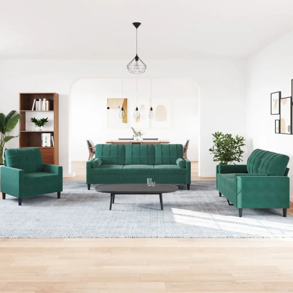 3-delige Loungeset met kussens en bolsters fluweel>vidaXL
