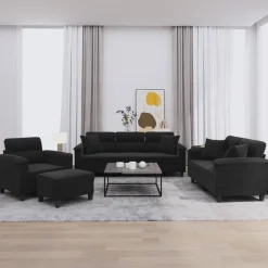 4-delige Loungeset met kussens microvezelstof>vidaXL