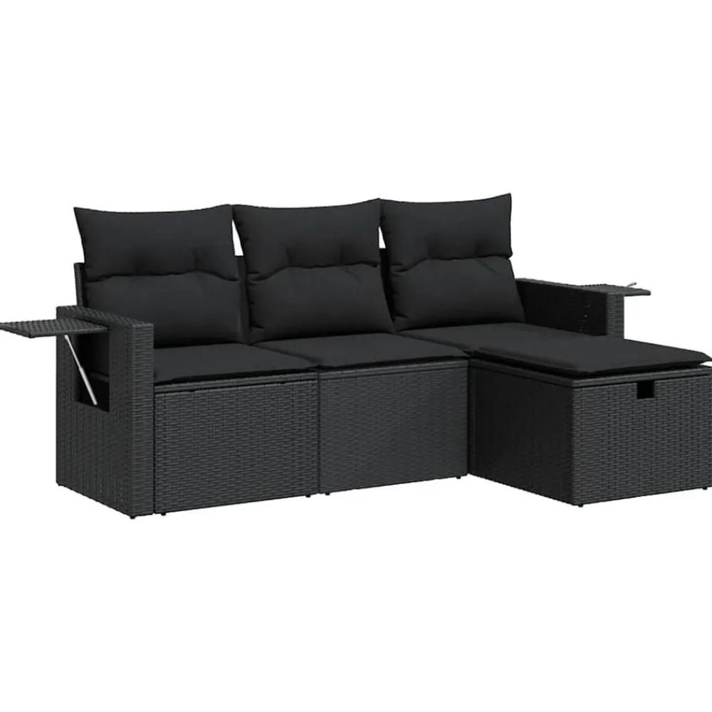 4-delige Loungeset met kussens poly rattan>vidaXL Outlet