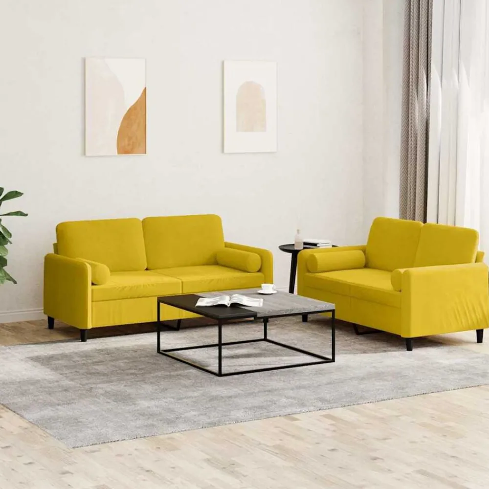 2-delige Loungeset met kussens fluweel>vidaXL Hot
