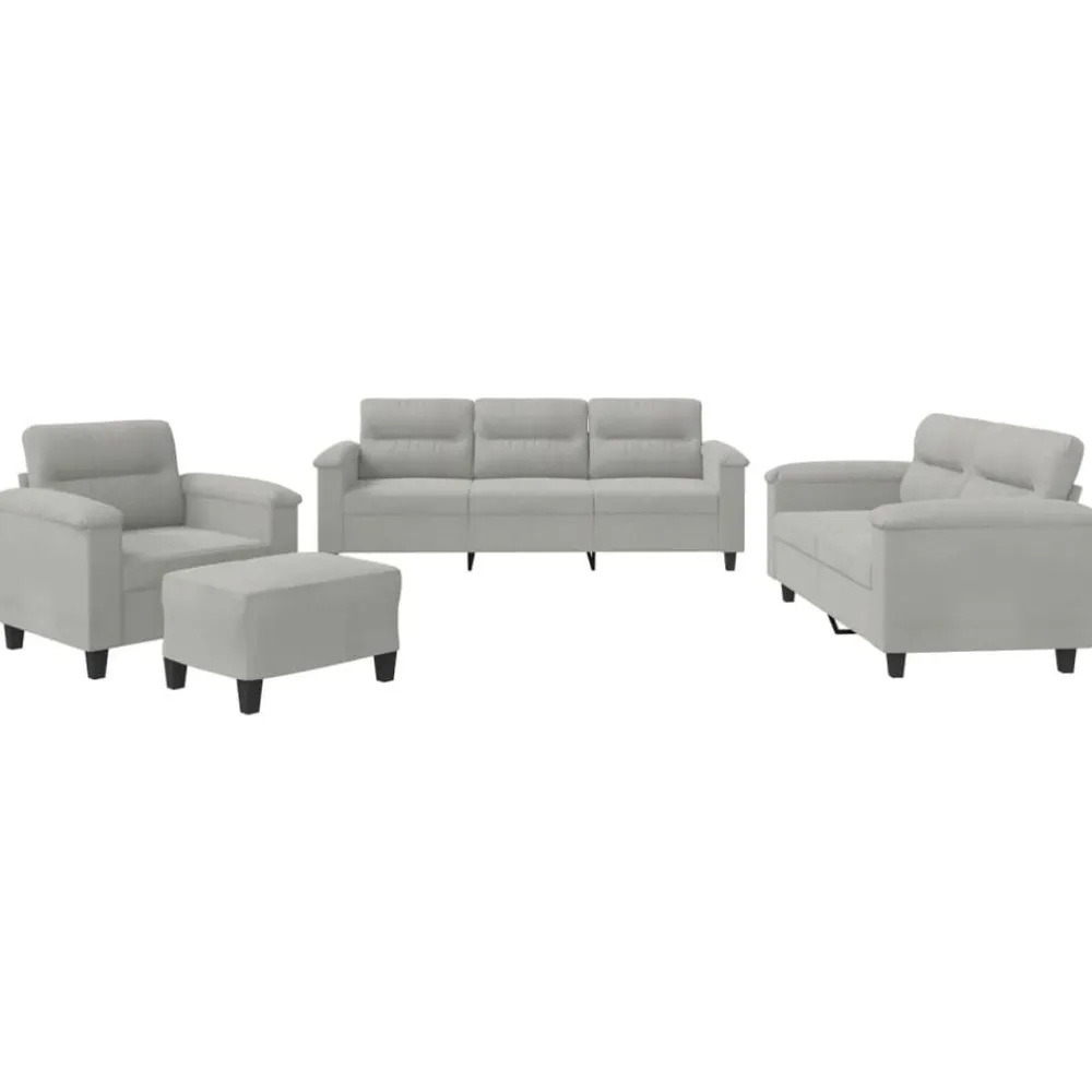 4-delige Loungeset met kussens microvezelstof>vidaXL