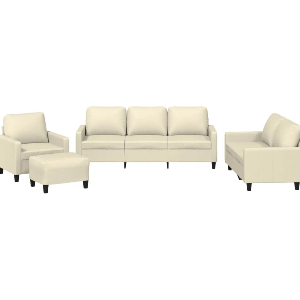 Banken*vidaXL 4-delige Loungeset met kussens kunstleer crème Crème