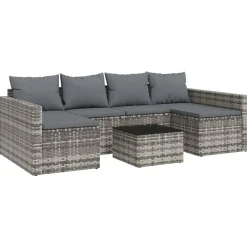 2-delige Loungeset met kussens poly rattan>vidaXL Clearance
