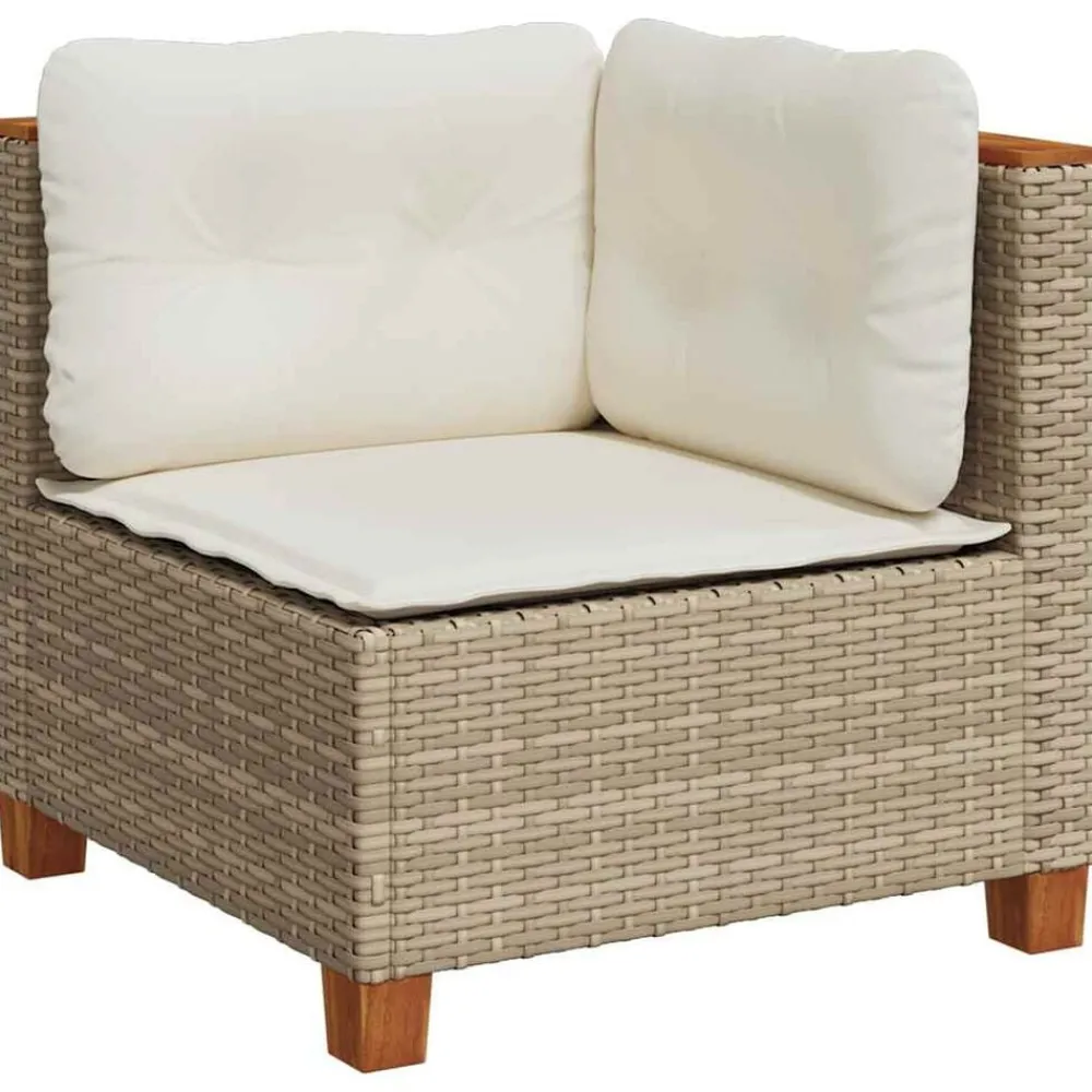 Tuinmeubelen*vidaXL 6-delige Loungeset met kussens poly rattan Beige
