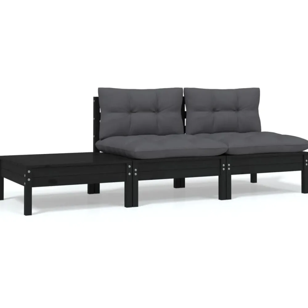 3-delige Loungeset met kussens massief grenenhout>vidaXL Clearance