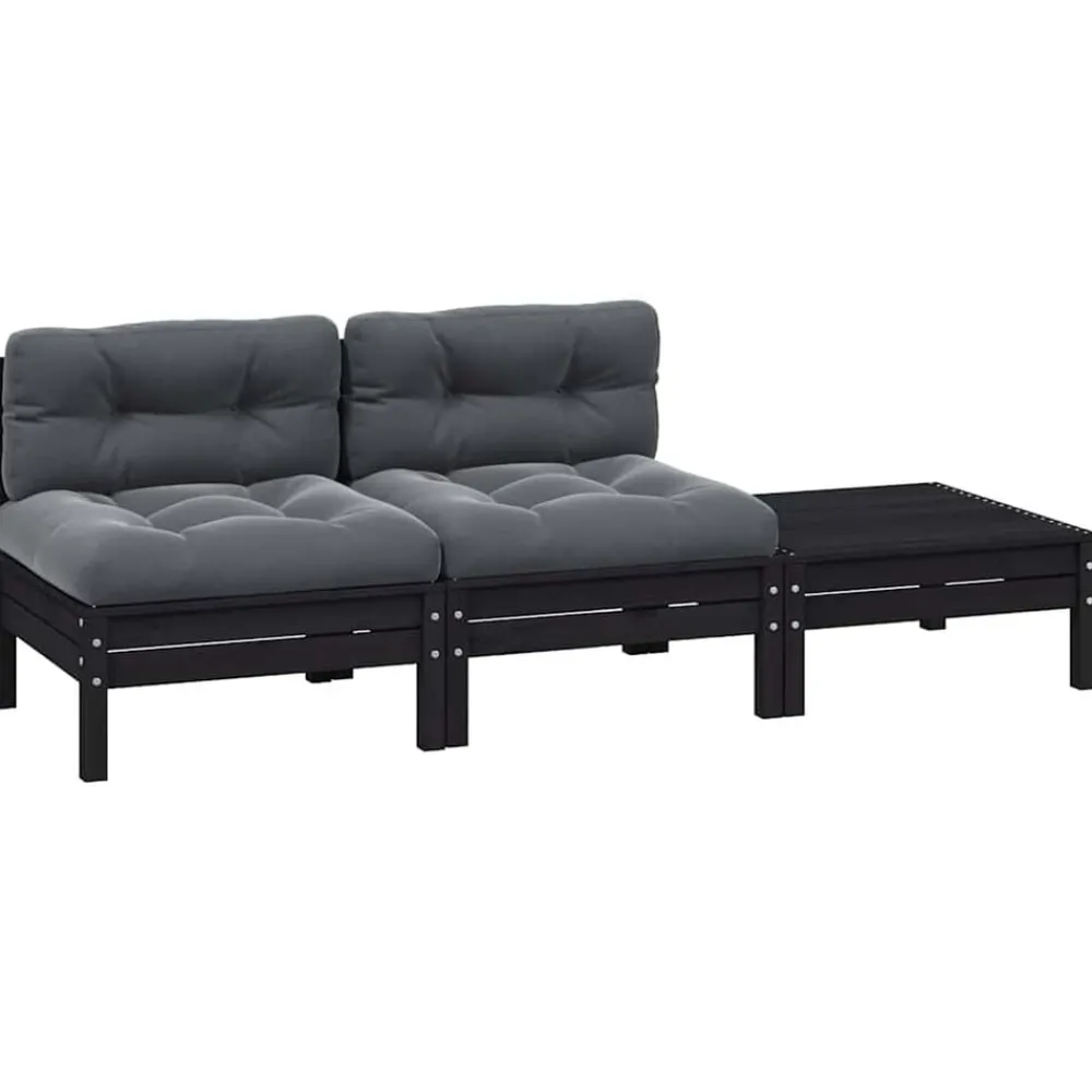 3-delige Loungeset met kussens massief grenenhout>vidaXL Clearance