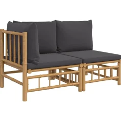 2-delige Loungeset met kussens bamboe>vidaXL Online