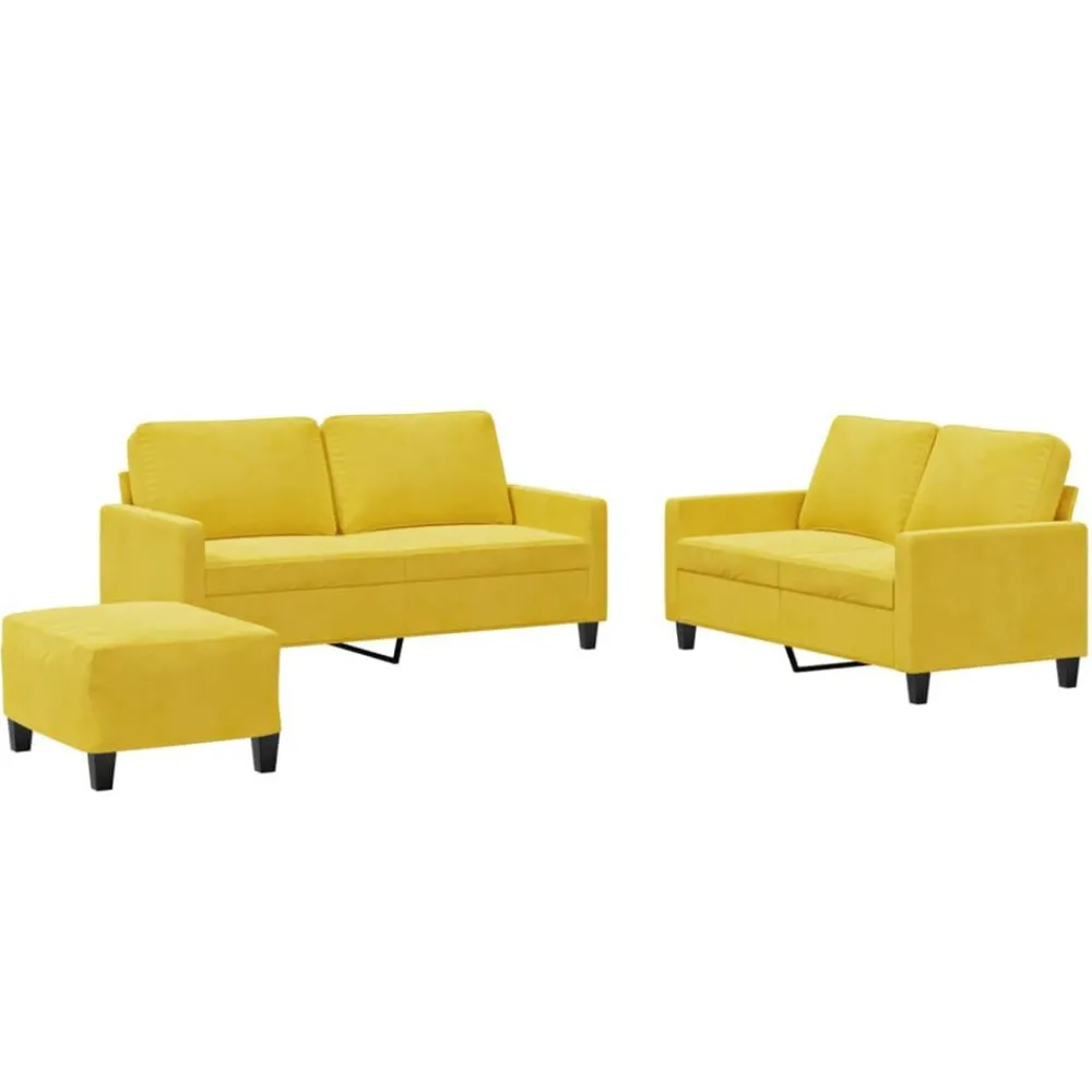 Banken*vidaXL 3-delige Loungeset met kussens fluweel geel