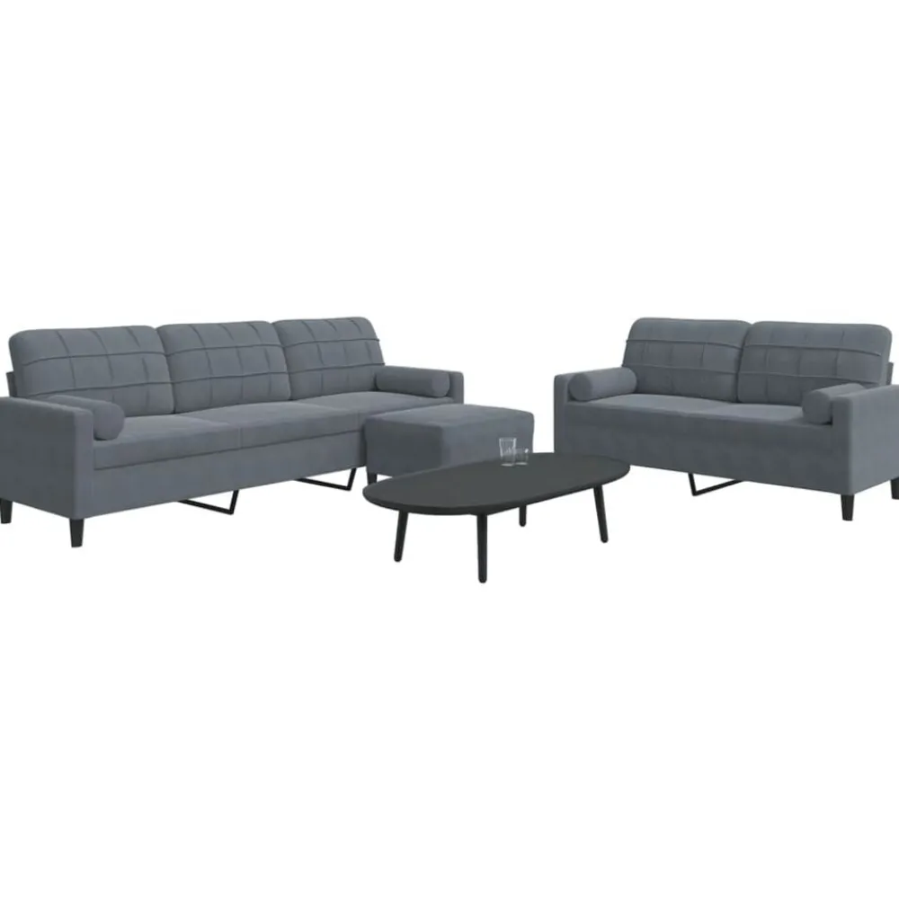3-delige Loungeset met kussens en bolsters fluweel>vidaXL
