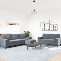 3-delige Loungeset met kussens en bolsters fluweel><noscript><img width=