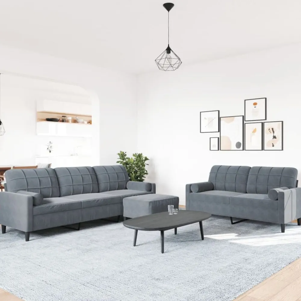 3-delige Loungeset met kussens en bolsters fluweel>vidaXL
