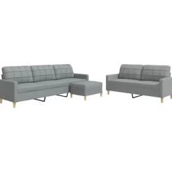 3-delige Loungeset met voetenbank stof>vidaXL Hot