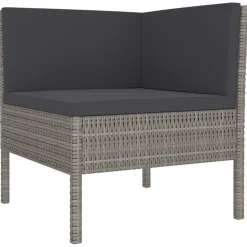 Tuinmeubelen*vidaXL 2-delige Loungeset met kussens poly rattan grijs Grijs en antraciet