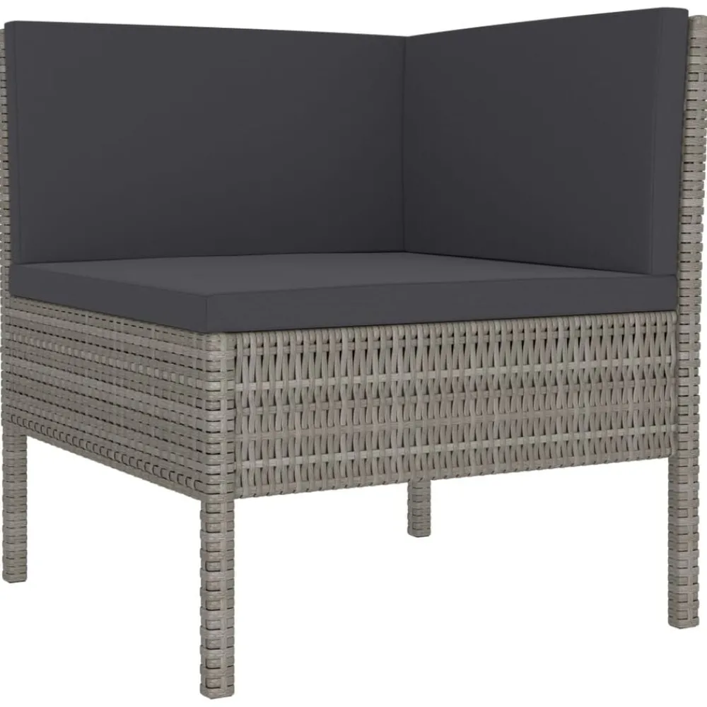 Tuinmeubelen*vidaXL 2-delige Loungeset met kussens poly rattan grijs Grijs en antraciet