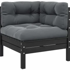 Tuinmeubelen*vidaXL 3-delige Loungeset met kussens massief grenenhout Zwart