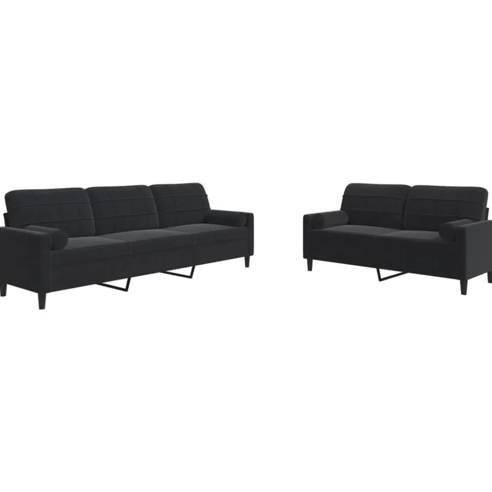 Banken*vidaXL 2-delige Loungeset met kussens en bolsters fluweel Zwart