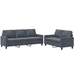 Banken*vidaXL 2-delige Loungeset met kussens fluweel Donkergrijs