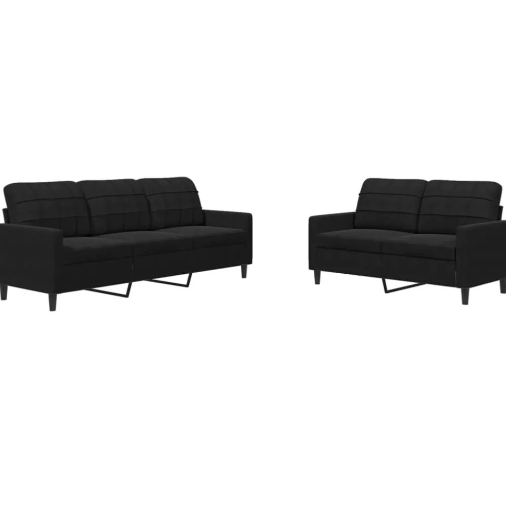Banken*vidaXL 2-delige Loungeset met kussens fluweel Zwart