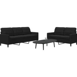 Banken*vidaXL 2-delige Loungeset met kussens fluweel Zwart