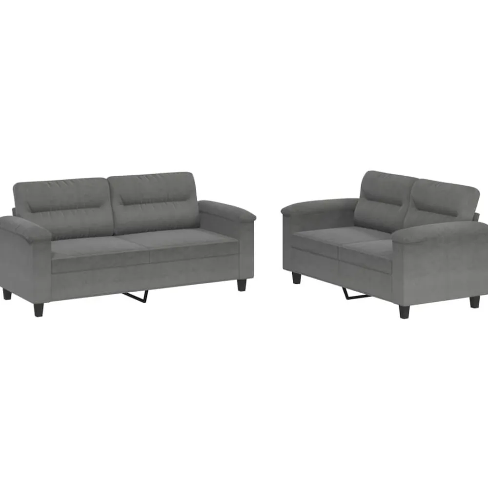 Banken*vidaXL 2-delige Loungeset met kussens microvezelstof Donkergrijs