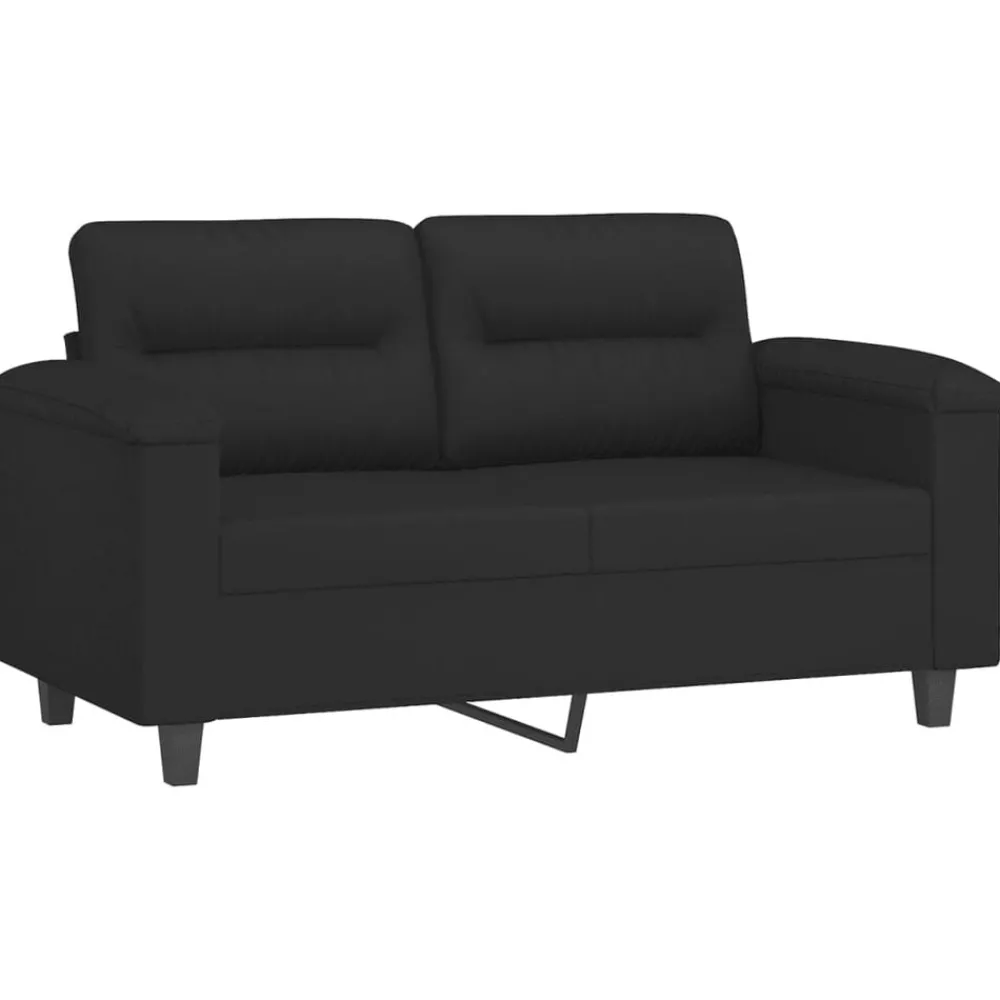 Banken*vidaXL 2-delige Loungeset met kussens microvezelstof Zwart