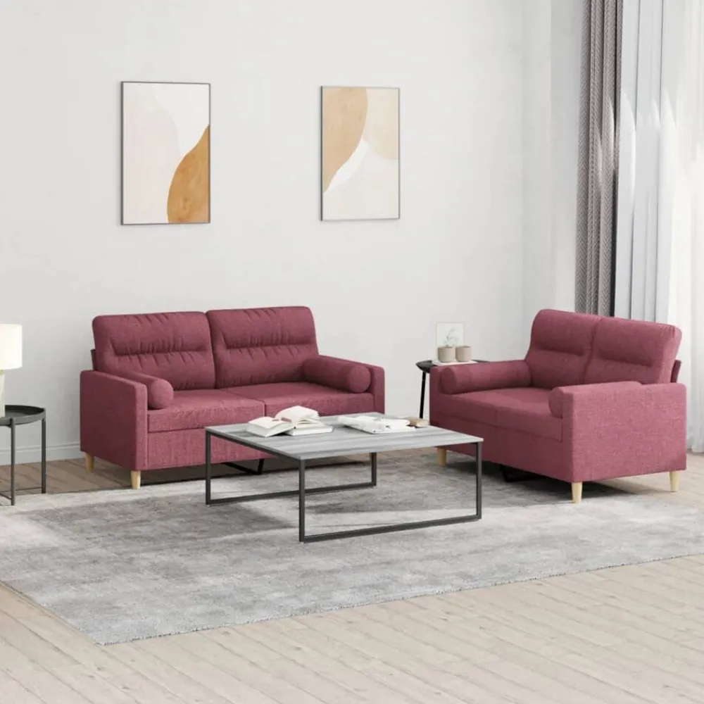 2-delige Loungeset met kussens stof>vidaXL