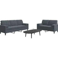 Banken*vidaXL 2-delige Loungeset met kussens en bolsters fluweel Donkergrijs