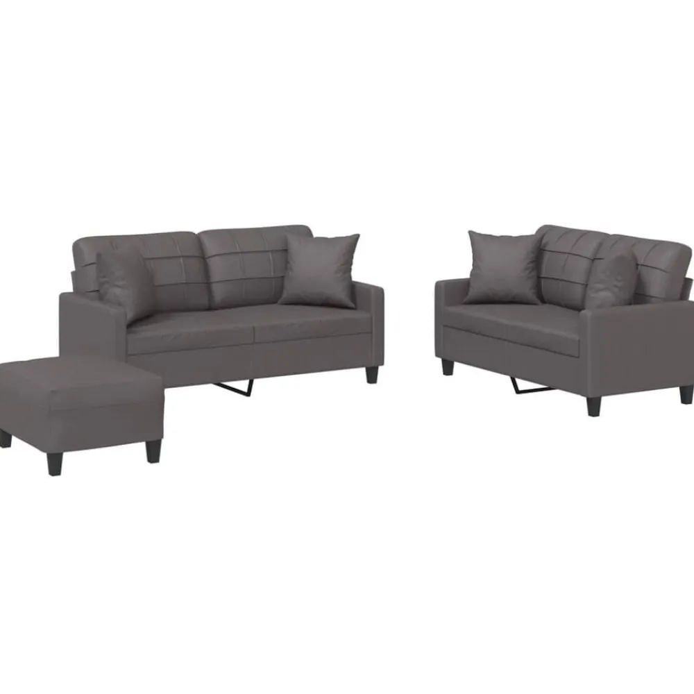 Banken*vidaXL 3-delige Loungeset met kussens kunstleer Grijs