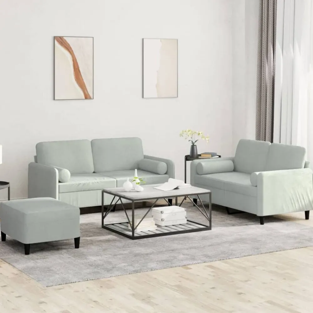 3-delige Loungeset met kussens fluweel>vidaXL New
