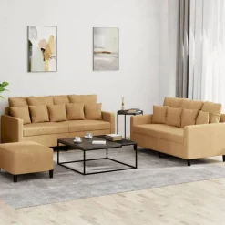 Banken*vidaXL 3-delige Loungeset met kussens fluweel Bruin