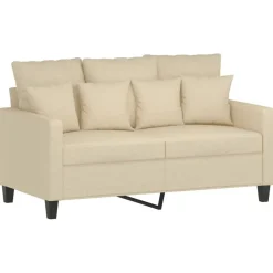 Banken*vidaXL 3-delige Loungeset met kussens stof crèmekleurig Crème