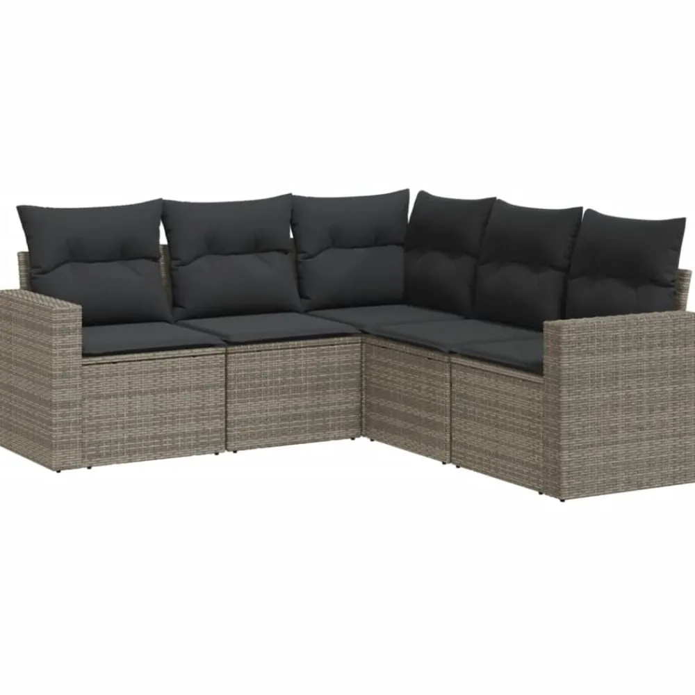 5-delige Loungeset met kussens poly rattan>vidaXL Online