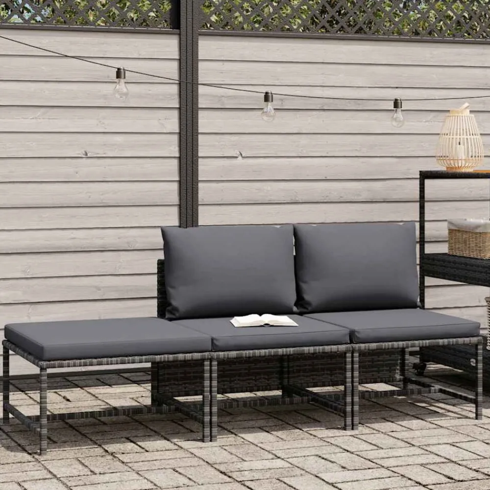 3-delige Loungeset met kussens poly rattan>vidaXL Sale