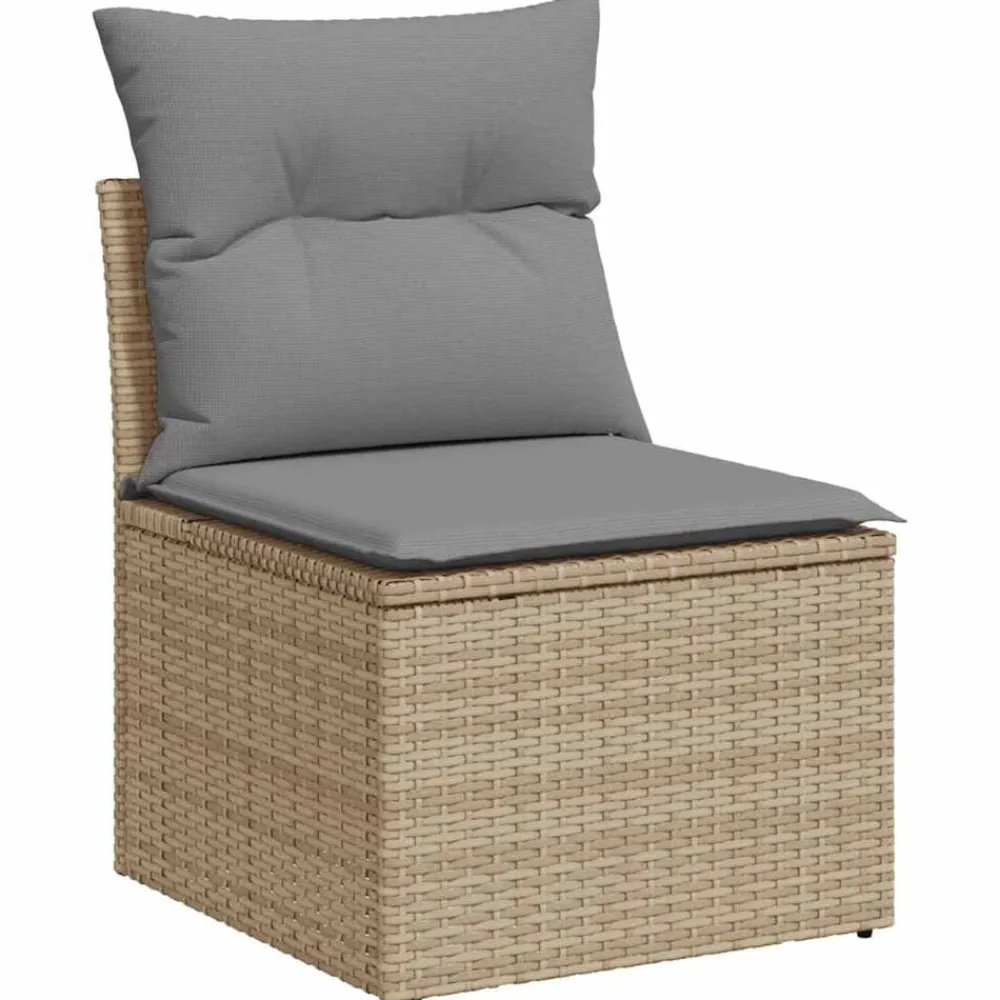 7-delige Loungeset met kussens poly rattan beige>vidaXL New