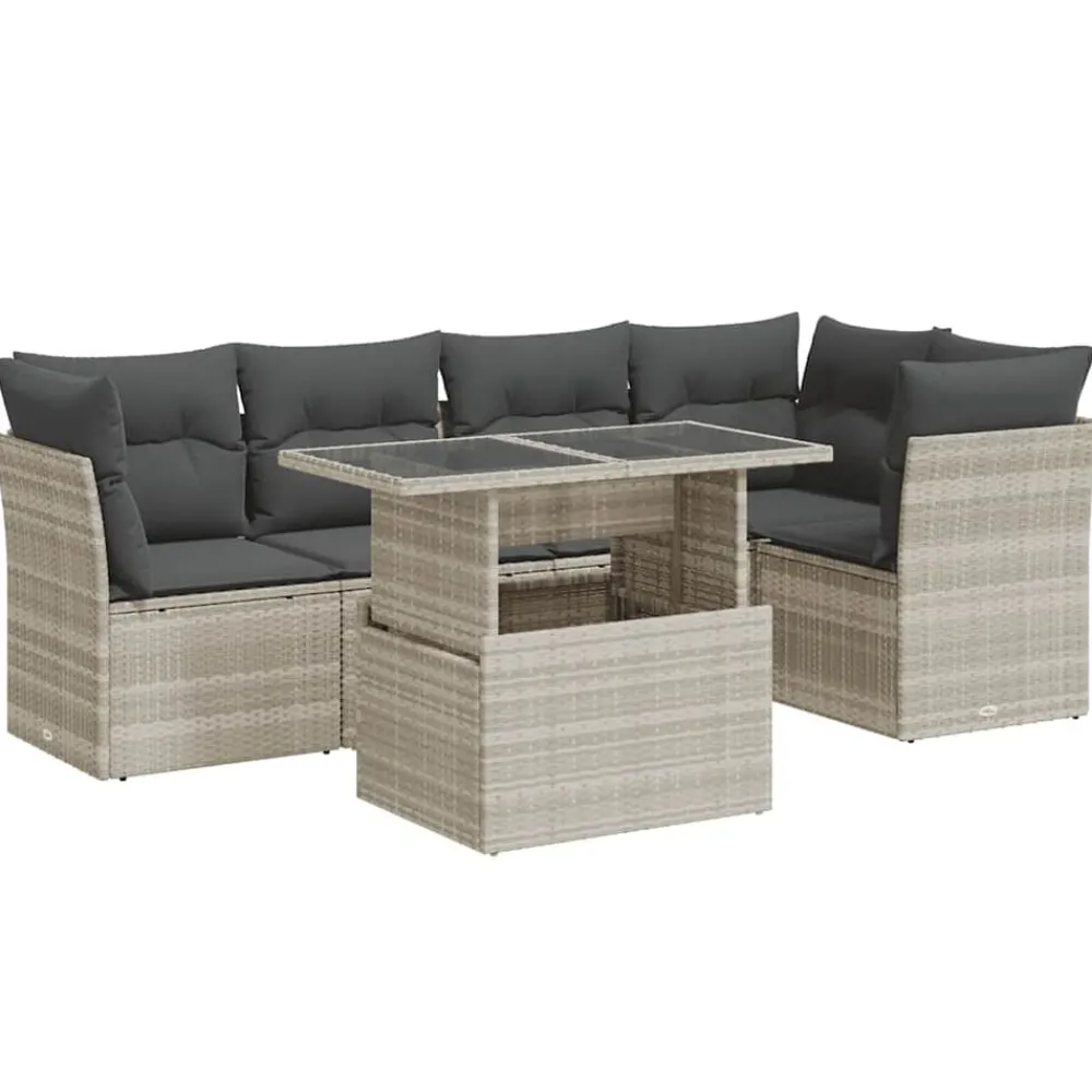 6-delige Loungeset met kussens poly rattan>vidaXL Best