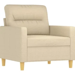 Banken*vidaXL 3-delige Loungeset met kussens stof crèmekleurig Crème