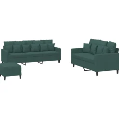 Banken*vidaXL 3-delige Loungeset met kussens fluweel Donkergroen