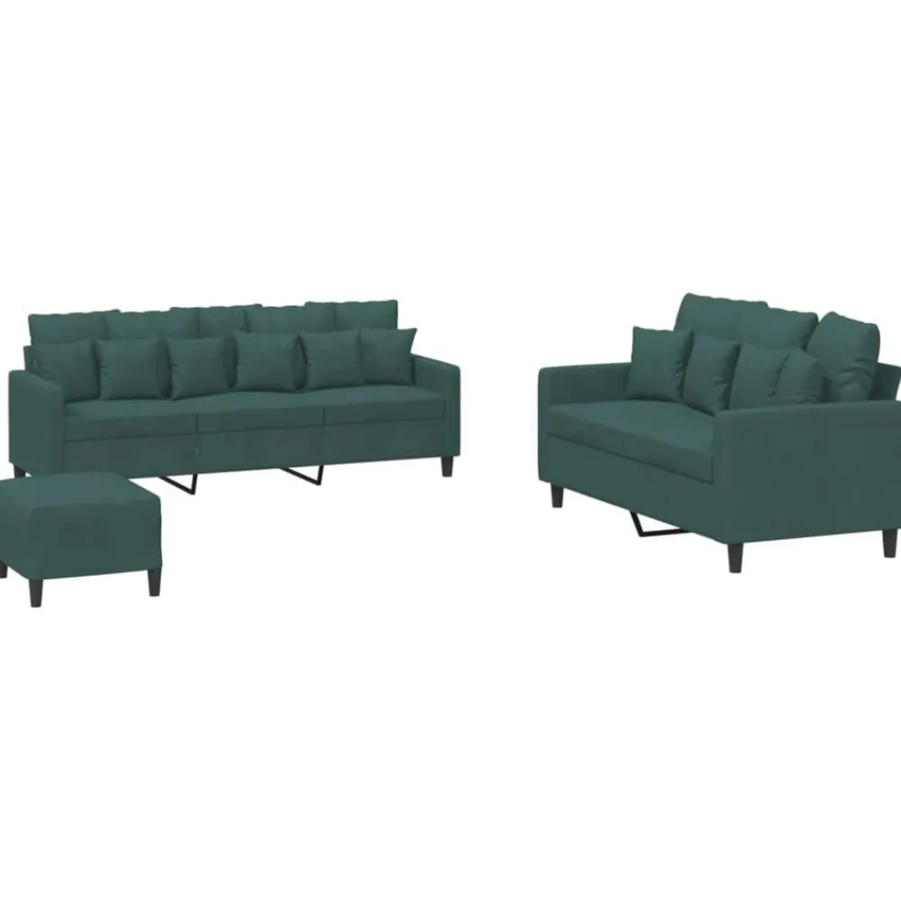 Banken*vidaXL 3-delige Loungeset met kussens fluweel Donkergroen