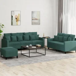 Banken*vidaXL 3-delige Loungeset met kussens fluweel Donkergroen