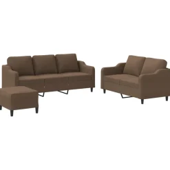 Banken*vidaXL 4-delige Loungeset met kussens stof bruin