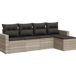 5-delige Loungeset met kussens poly rattan>vidaXL New