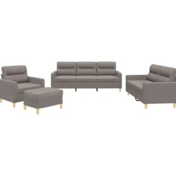 4-delige Loungeset met kussens stof>vidaXL New