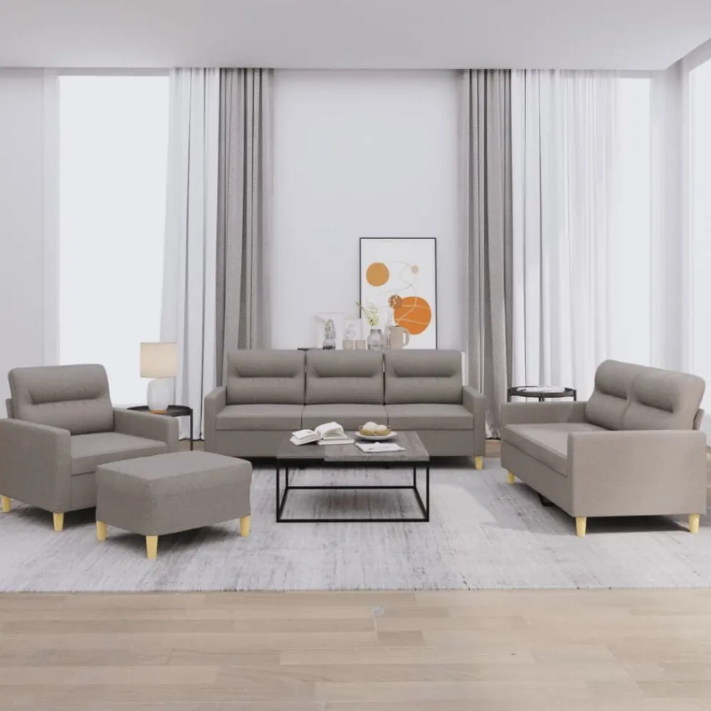 4-delige Loungeset met kussens stof>vidaXL New