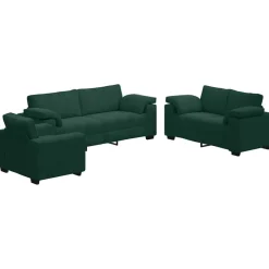 Banken*vidaXL 3-delige Loungeset met kussens fluweel Donkergroen
