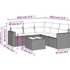 6-delige Loungeset met kussens poly rattan><noscript><img width=