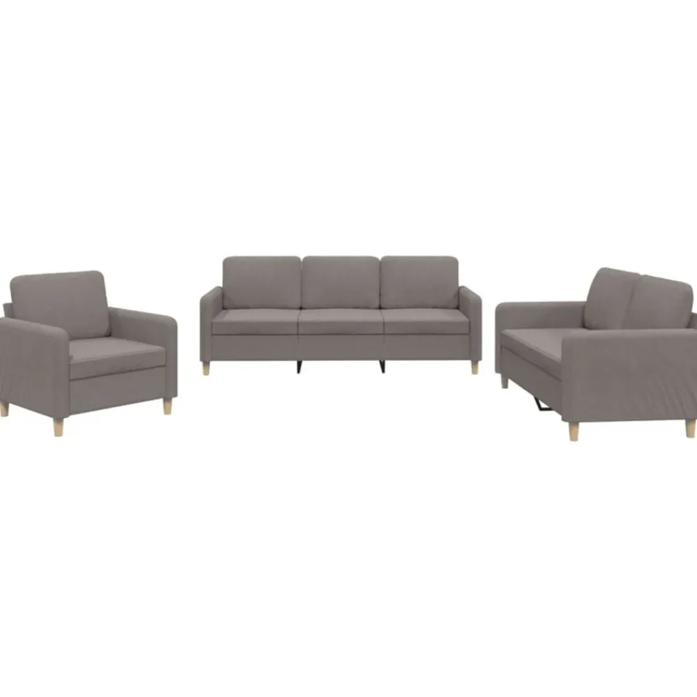 Banken*vidaXL 3-delige Loungeset met kussens stof Taupe