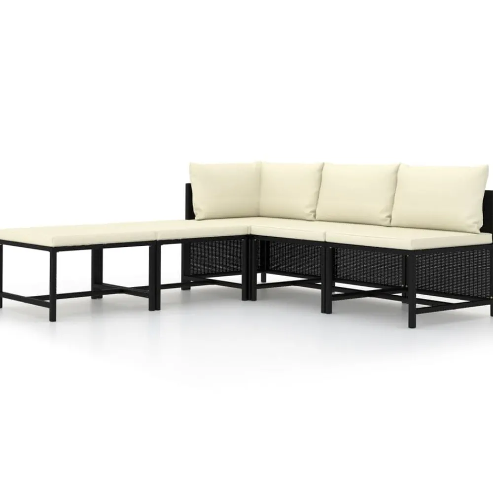 5-delige Loungeset met kussens poly rattan>vidaXL Hot
