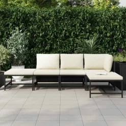 5-delige Loungeset met kussens poly rattan><noscript><img width=
