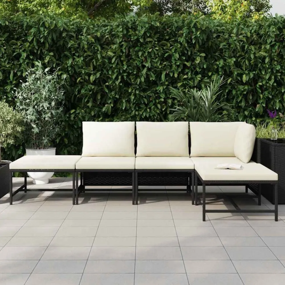 5-delige Loungeset met kussens poly rattan>vidaXL Hot